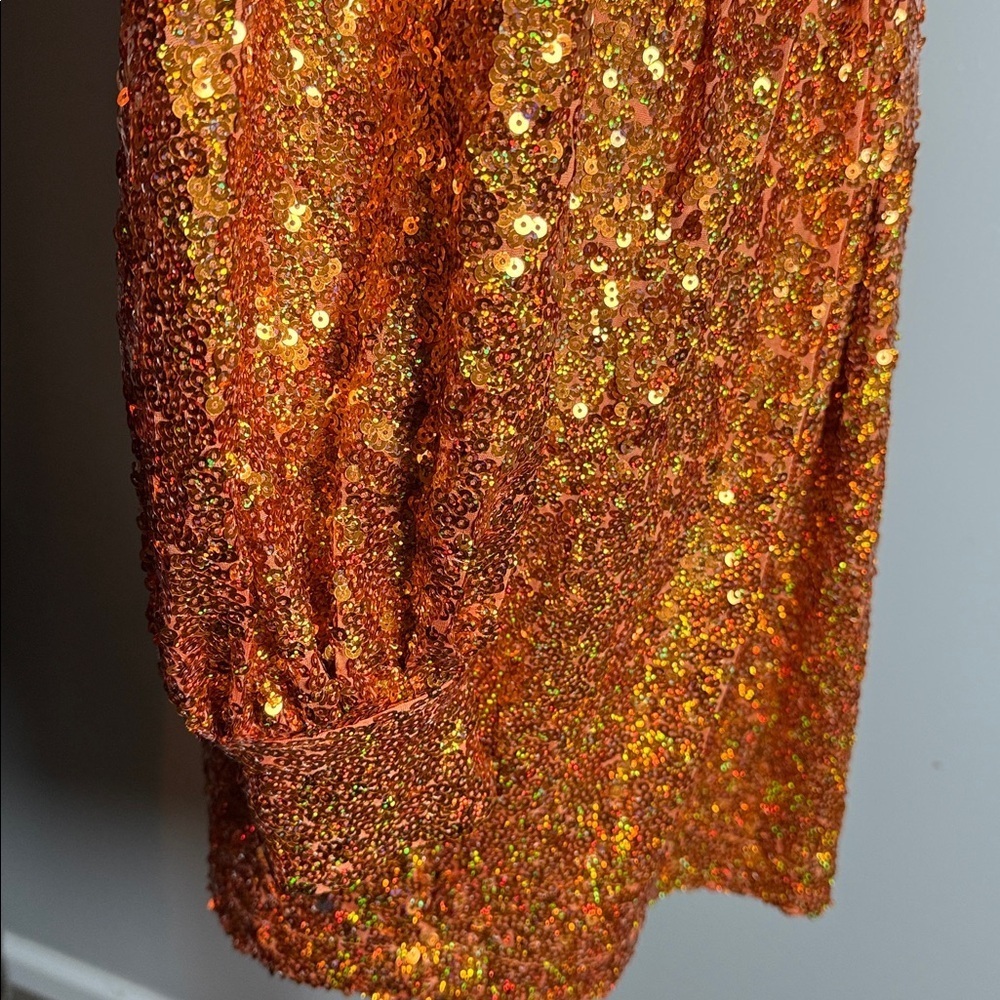 ONE33 SOCIAL Orange Long Sleeve Cocktail Mini Dress SZ 6 - Picture 8 of 10